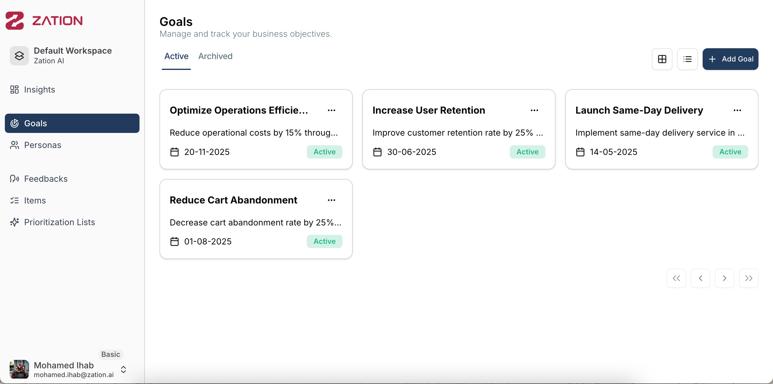 Roadmap Planning Interface